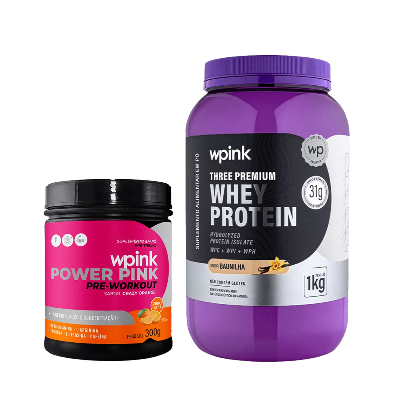 whey protein baunilha – 1 kg + super power pink de laranja 300g