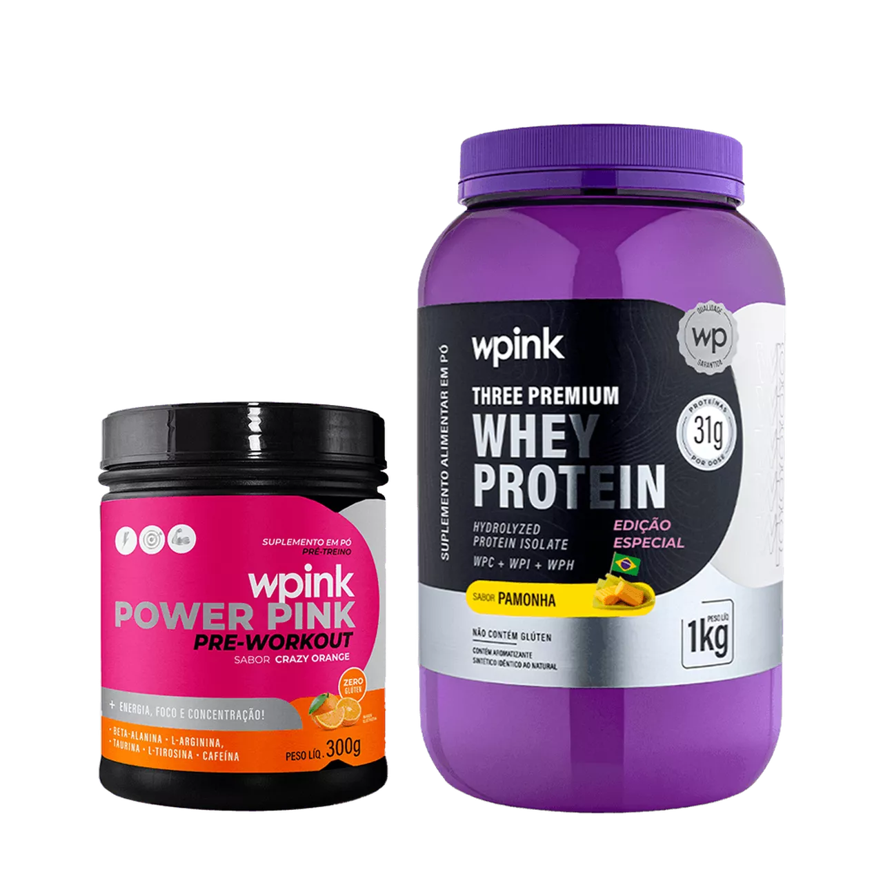 whey protein pamonha – 1 kg + super power pink de laranja 300g