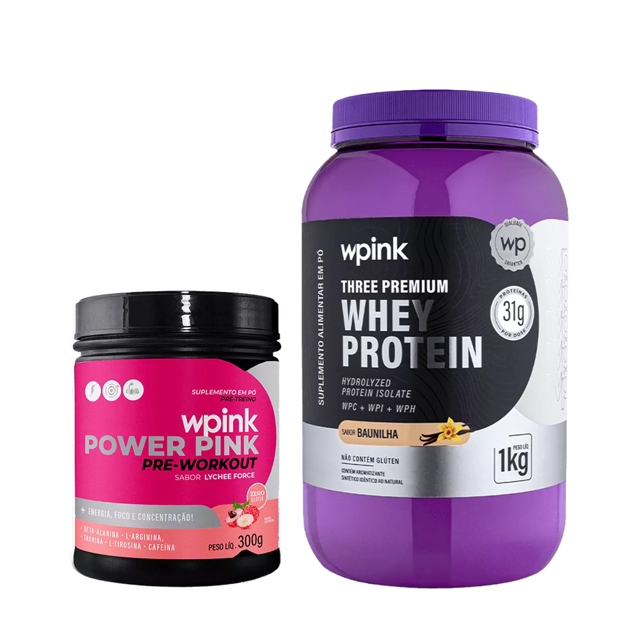 whey protein baunilha – 1 kg + super power pink de lichia 300g