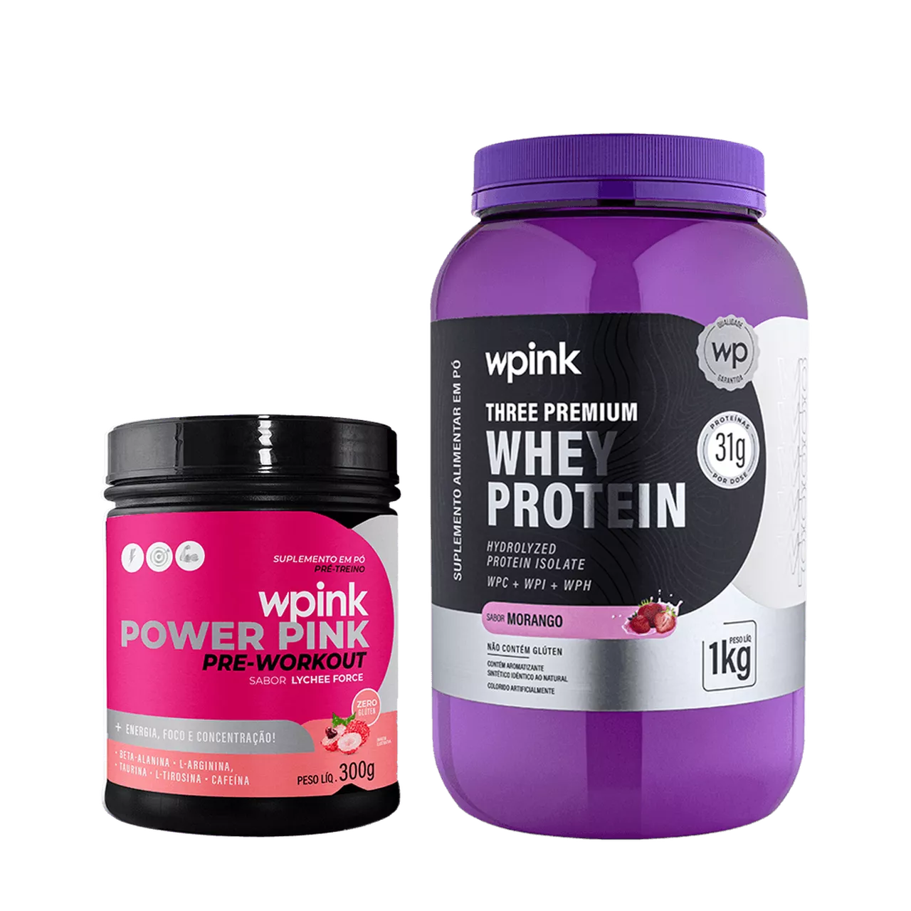 whey protein morango – 1 kg + super power pink de lichia - 300g