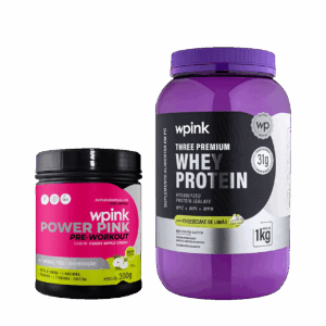whey protein cheesecake de limão – 1 kg + super power pink de maçã verde – 300g