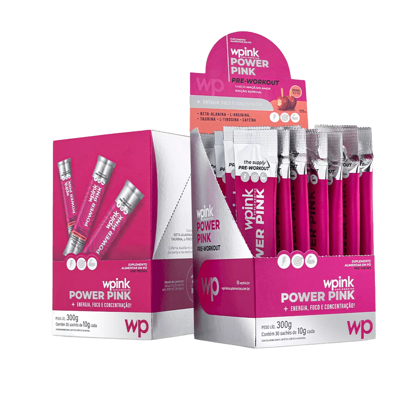 power pink de maçã do amor - pré-treino - 300g - Imagem 5