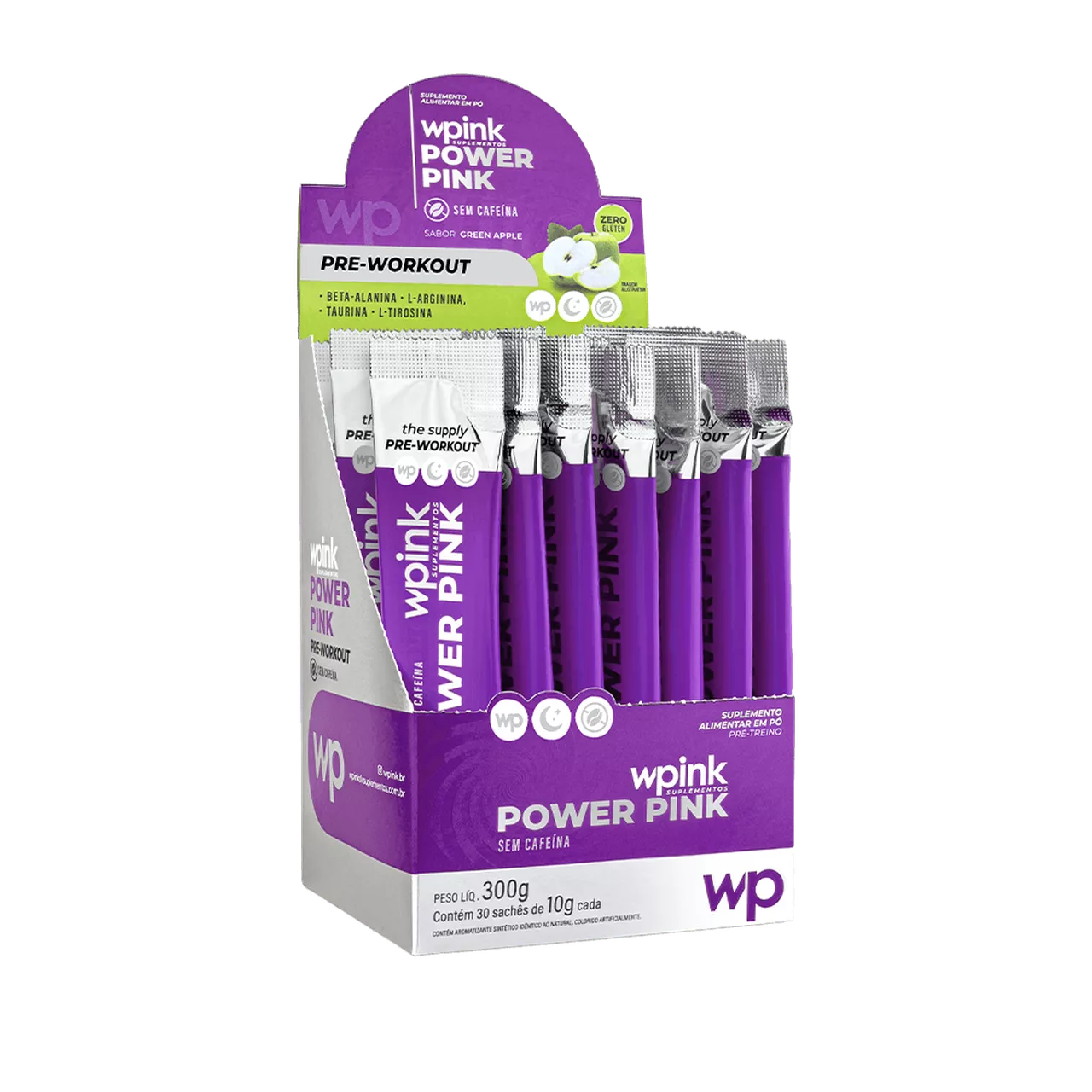 power pink sem cafeína de maçã verde - pré-treino - 300g - Imagem 6