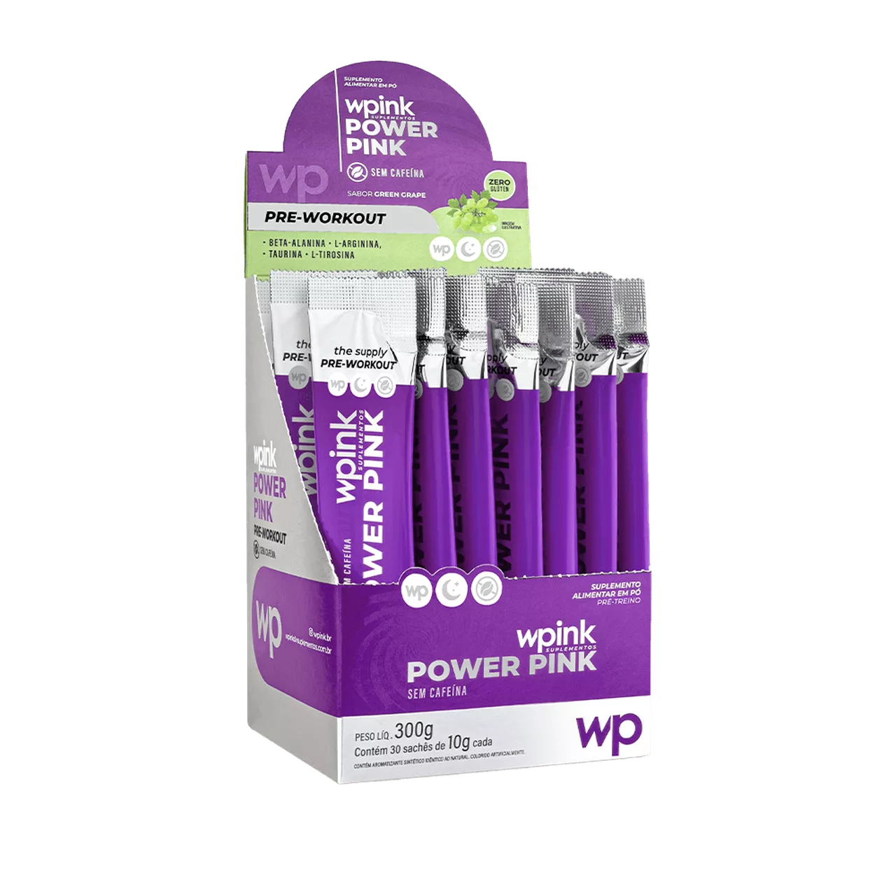 power pink sem cafeína de uva verde - pré-treino - 300g - Imagem 8